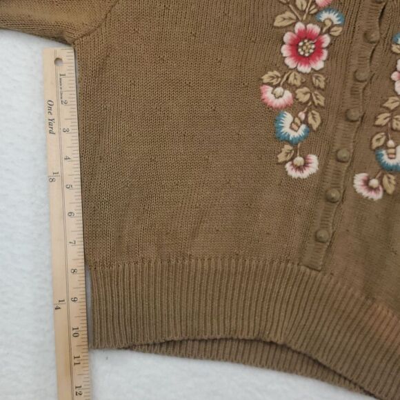 Evan Picone Vintage Cropped Embroidered Sweater Large - Picture 11 of 17
